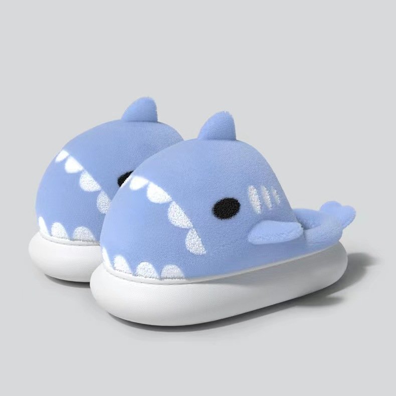 Newest Arrival Indoor Fat Design 4MM Thickness Soft Sole Winter Shark Fur Slipper For Kids