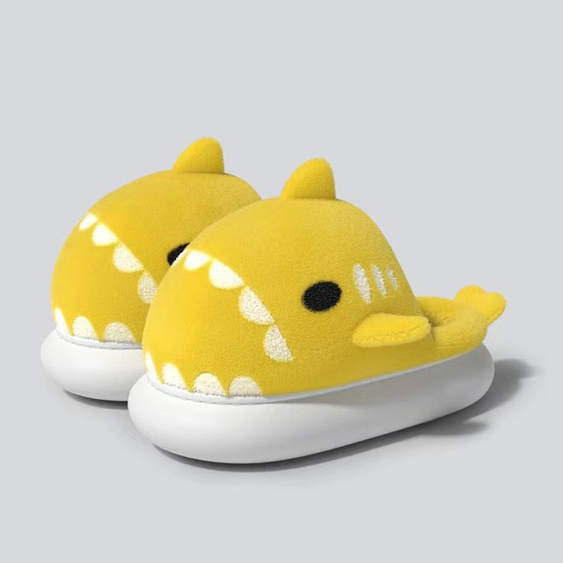 Newest Arrival Indoor Fat Design 4MM Thickness Soft Sole Winter Shark Fur Slipper For Kids