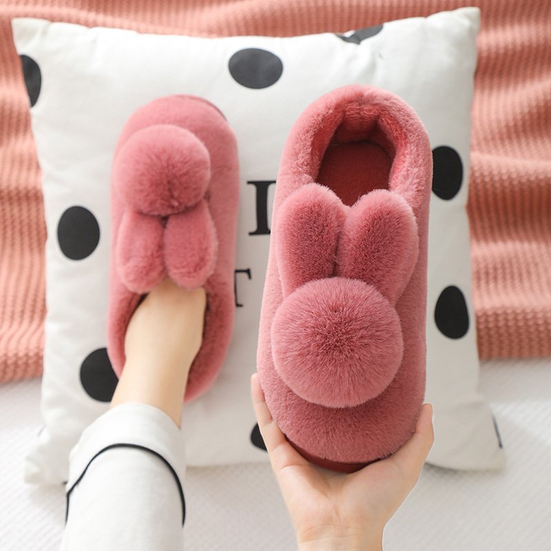 Cute Bunny furry Slippers Rabbit Shoes Women Men Winter Fluffy Sandals Cartoon Cute Warm Cozy Plush Slip on Kids Home Slides