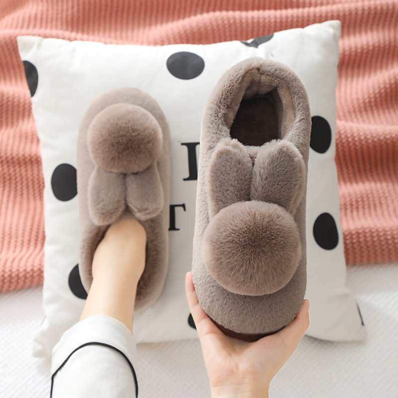 Cute Bunny furry Slippers Rabbit Shoes Women Men Winter Fluffy Sandals Cartoon Cute Warm Cozy Plush Slip on Kids Home Slides