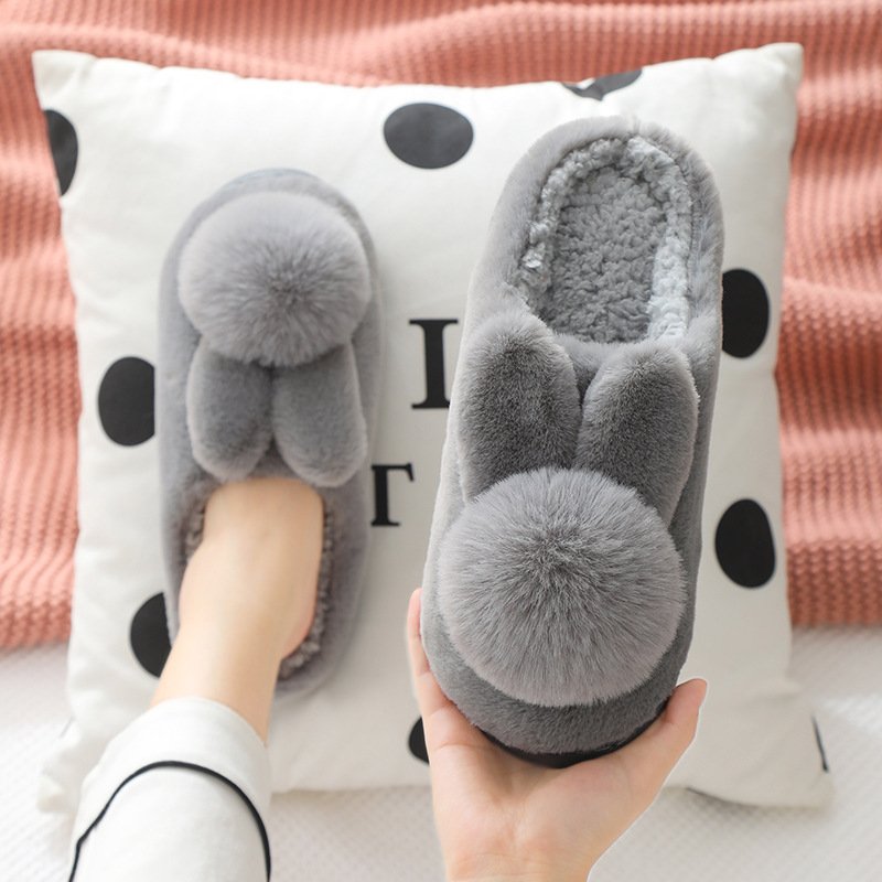 Cute Bunny furry Slippers Rabbit Shoes Women Men Winter Fluffy Sandals Cartoon Cute Warm Cozy Plush Slip on Kids Home Slides