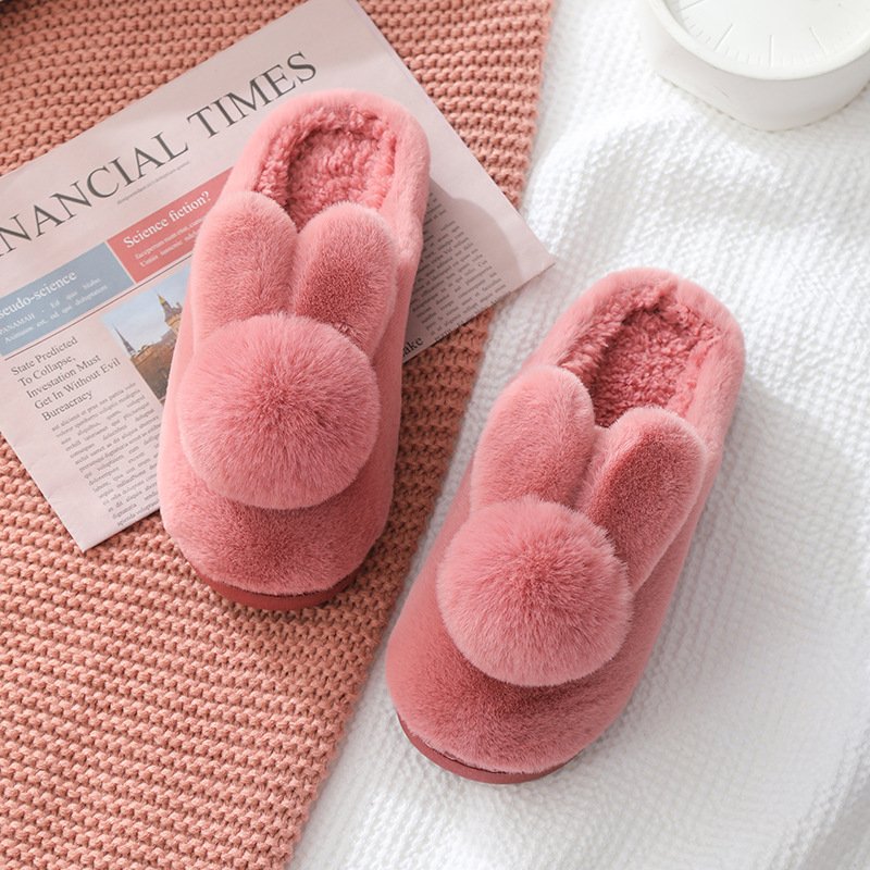 Cute Bunny furry Slippers Rabbit Shoes Women Men Winter Fluffy Sandals Cartoon Cute Warm Cozy Plush Slip on Kids Home Slides