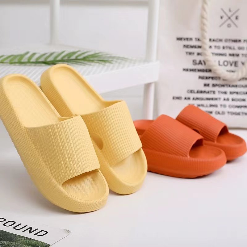 2024 Lightweight Anti-Slip Women's 4MM EVA Slippers Soft Thick Sole House Slides Pure Color Indoor Adults Warm Insole for Summer