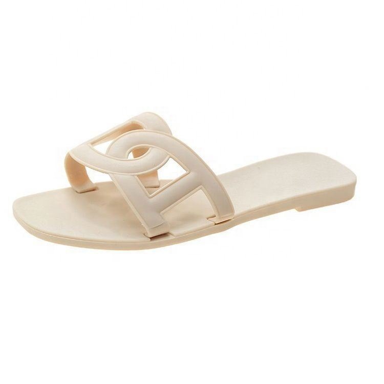 New Square peeping toe Ladies Jelly Slipper Cut summer casual Ladies flat mules outdoor wear ladies slide