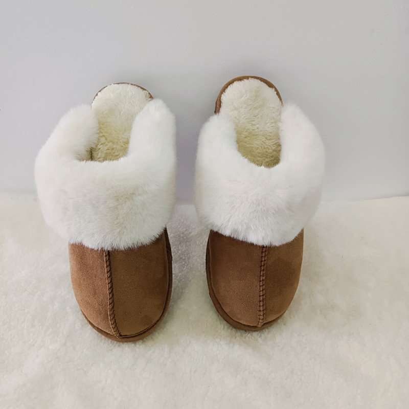 Custom logo ladies slippers winter men indoor outdoor home warm fluffy unisex flat shearling sheepskin Fashion fur slide slipper