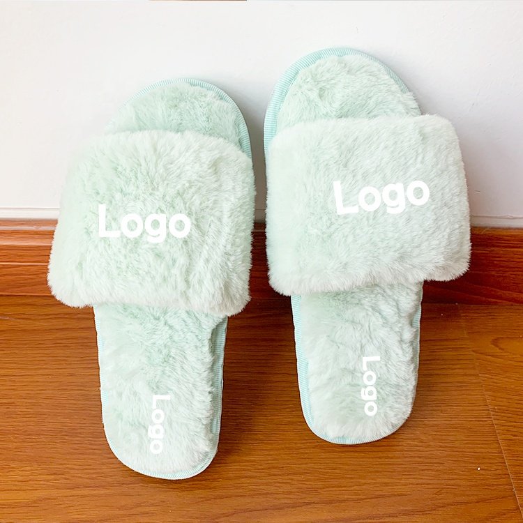2024 New Zealand Wholesale Fashion Women Fur One Strap Slides Slippers Winter Cute Ladies Fluffy House Slippers