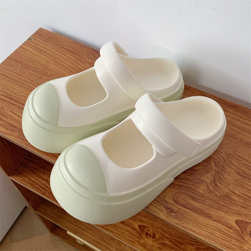 New Style 3 cm Zapatos de Mujer Women Lady Summer PVC EVA Height Increasing Mary Jane Shoes Platform Clogs Sandal Slide Slippers
