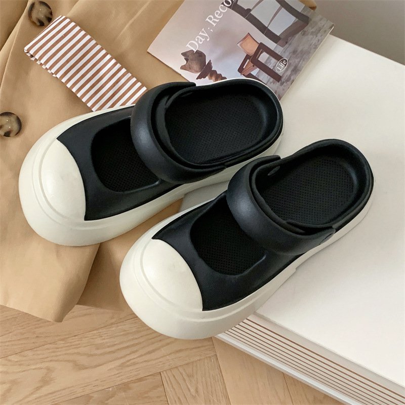New Style 3 cm Zapatos de Mujer Women Lady Summer PVC EVA Height Increasing Mary Jane Shoes Platform Clogs Sandal Slide Slippers