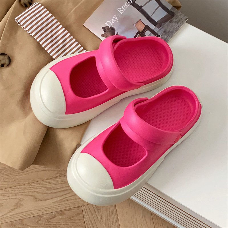 New Style 3 cm Zapatos de Mujer Women Lady Summer PVC EVA Height Increasing Mary Jane Shoes Platform Clogs Sandal Slide Slippers