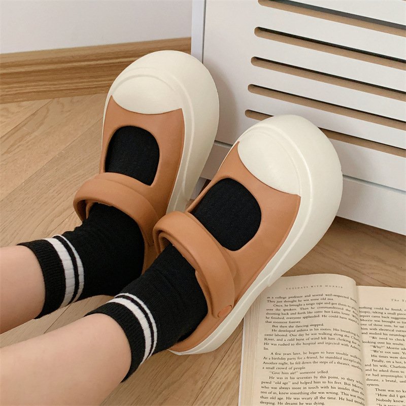 New Style 3 cm Zapatos de Mujer Women Lady Summer PVC EVA Height Increasing Mary Jane Shoes Platform Clogs Sandal Slide Slippers
