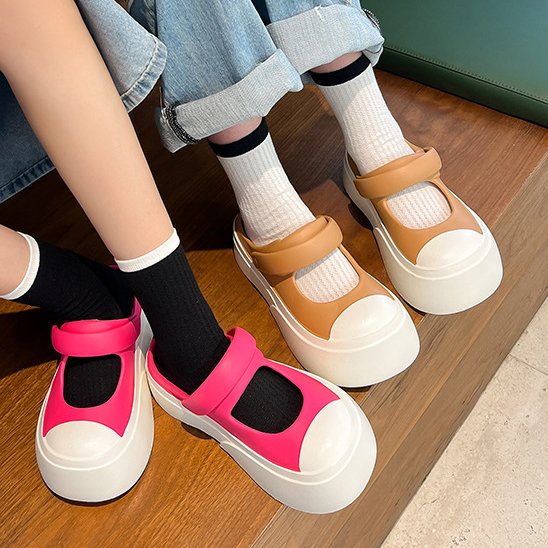 New Style 3 cm Zapatos de Mujer Women Lady Summer PVC EVA Height Increasing Mary Jane Shoes Platform Clogs Sandal Slide Slippers