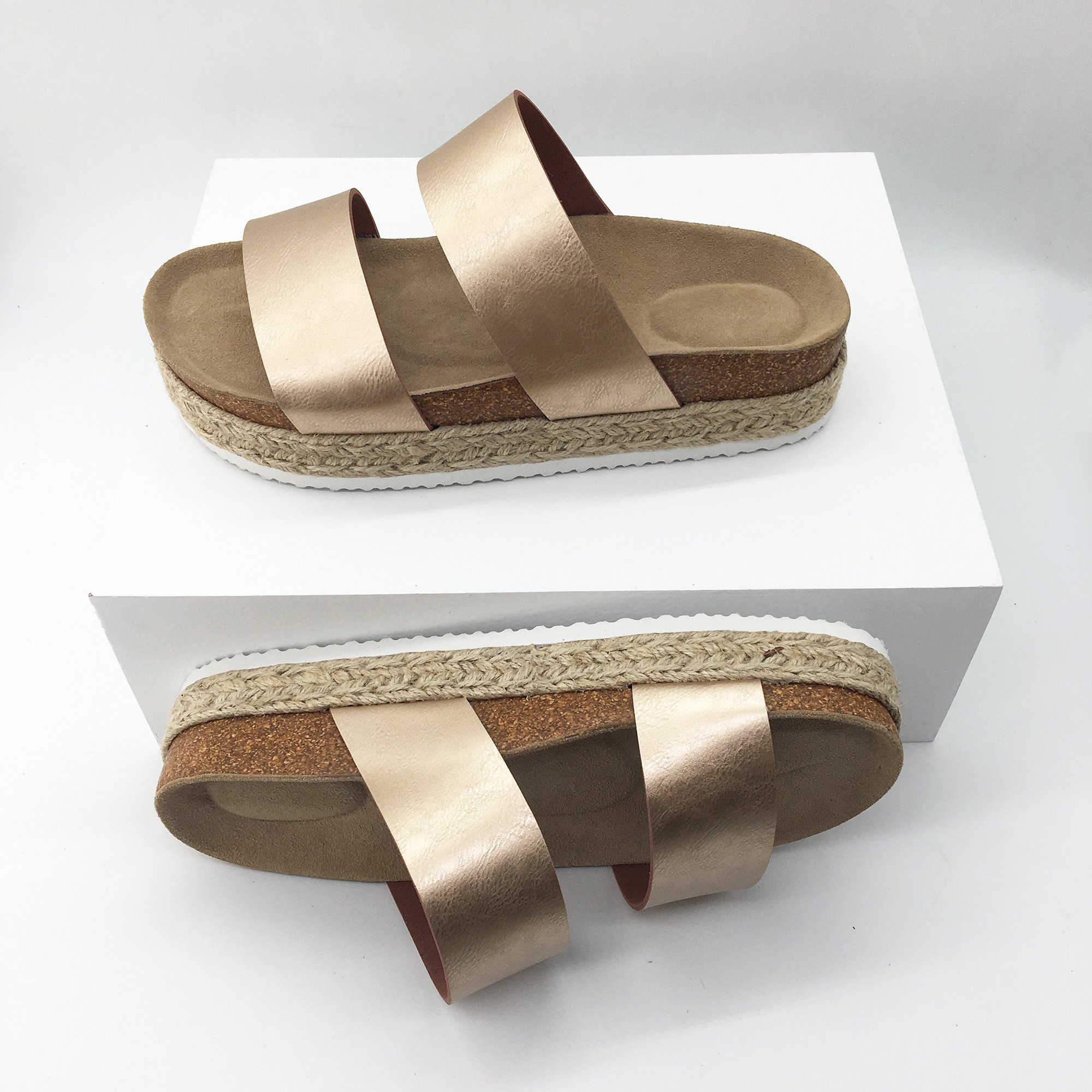 Slide Slippers Women Shoes Ladies Slide Sandals Customized Flat Cork Sole Outdoor Foot Wear Casual EVA PU Custom Logo Accepted