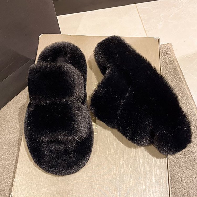 Women's Cozy Plush Furry Fuzzy Sandals House Open Toe Fluffy Platform Indoor Faux Fur Slides Slippers