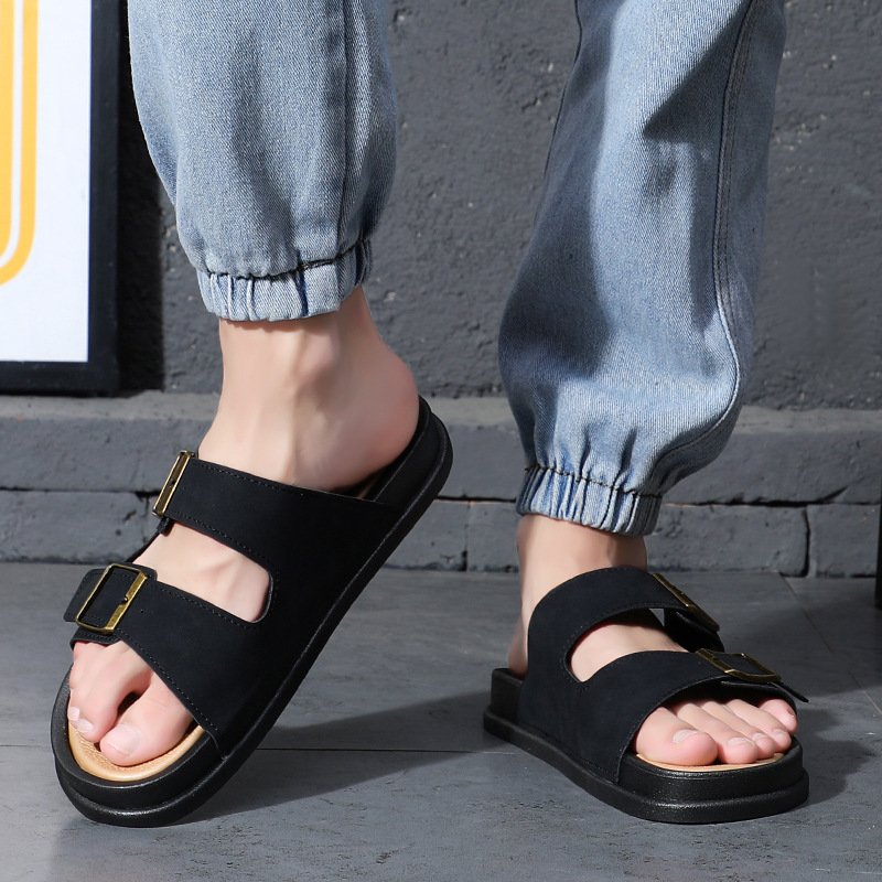 2024 New Design Summer Casual Slide Sandals Comfortable Slip on Slippers Fashion Luxury Leather Flat Sandals for Men