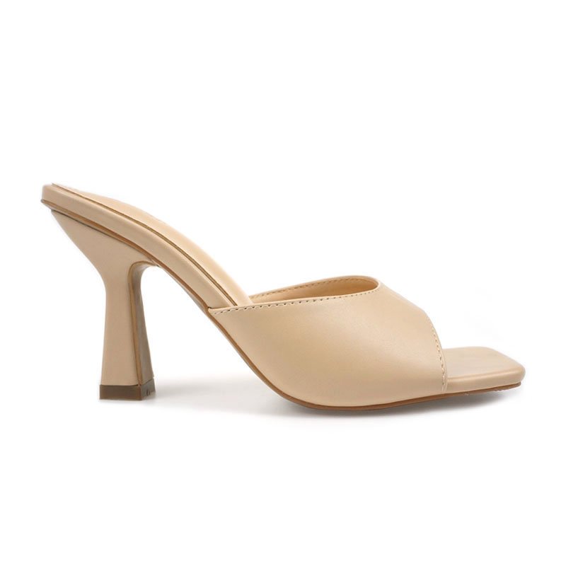 Fashion lady mules summer new product big square toe slipper high heel Sandals for women
