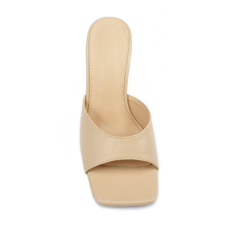 Fashion lady mules summer new product big square toe slipper high heel Sandals for women