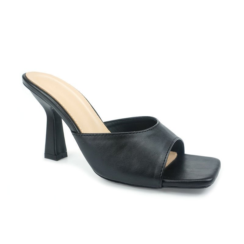 Fashion lady mules summer new product big square toe slipper high heel Sandals for women
