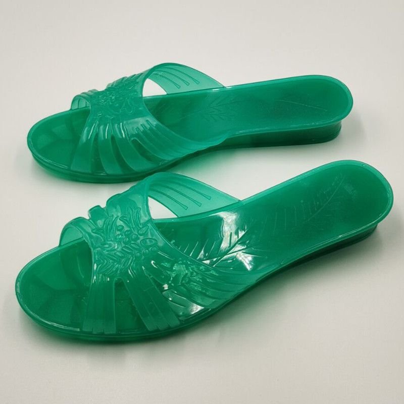 2024 new flowers casual ladies transparent bathroom slides jelly shoes summer women flat crystal sandals slippers