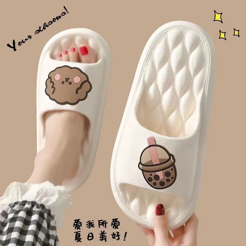 Fashion Concise Women'S Slippers New Summer Home Flat Lightweight Bathroom Slippers Comfort Massage Women Indoor Slides