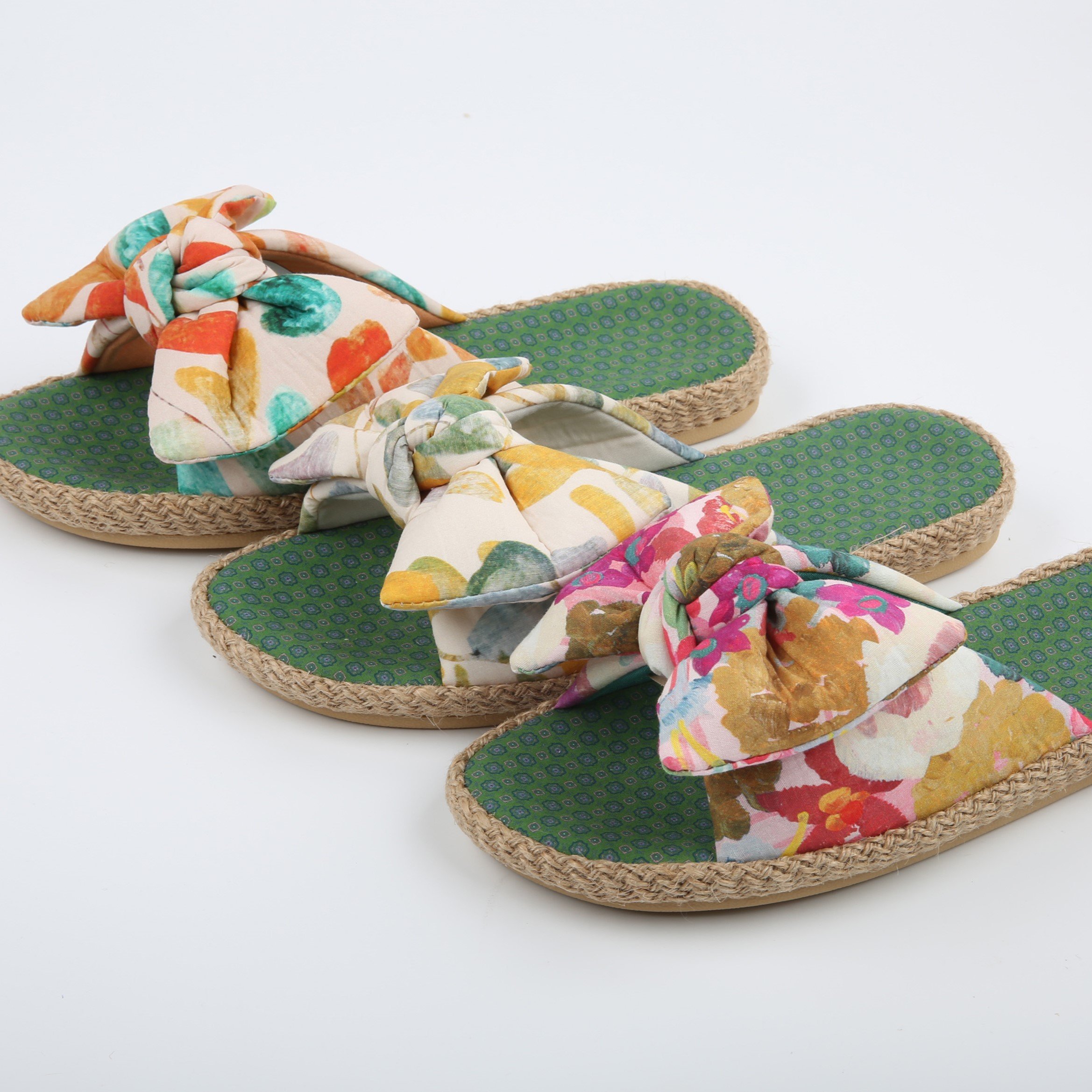 CORIFEI bow tie Floral slides slippers flat sandals for women and ladies
