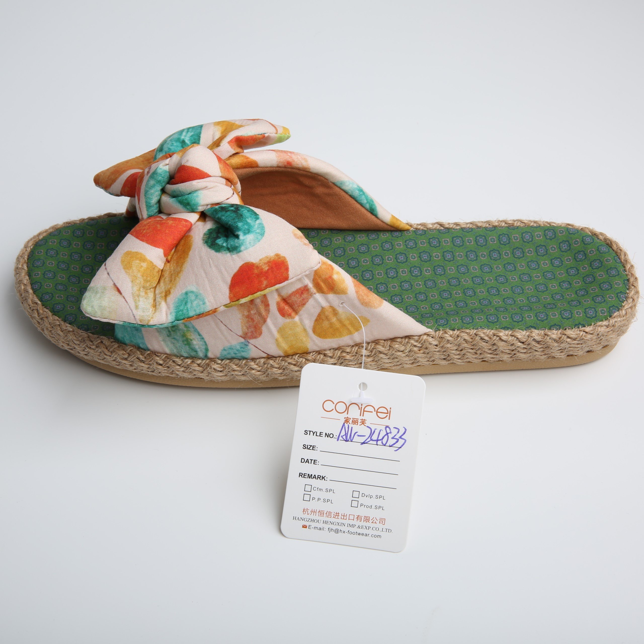 CORIFEI bow tie Floral slides slippers flat sandals for women and ladies