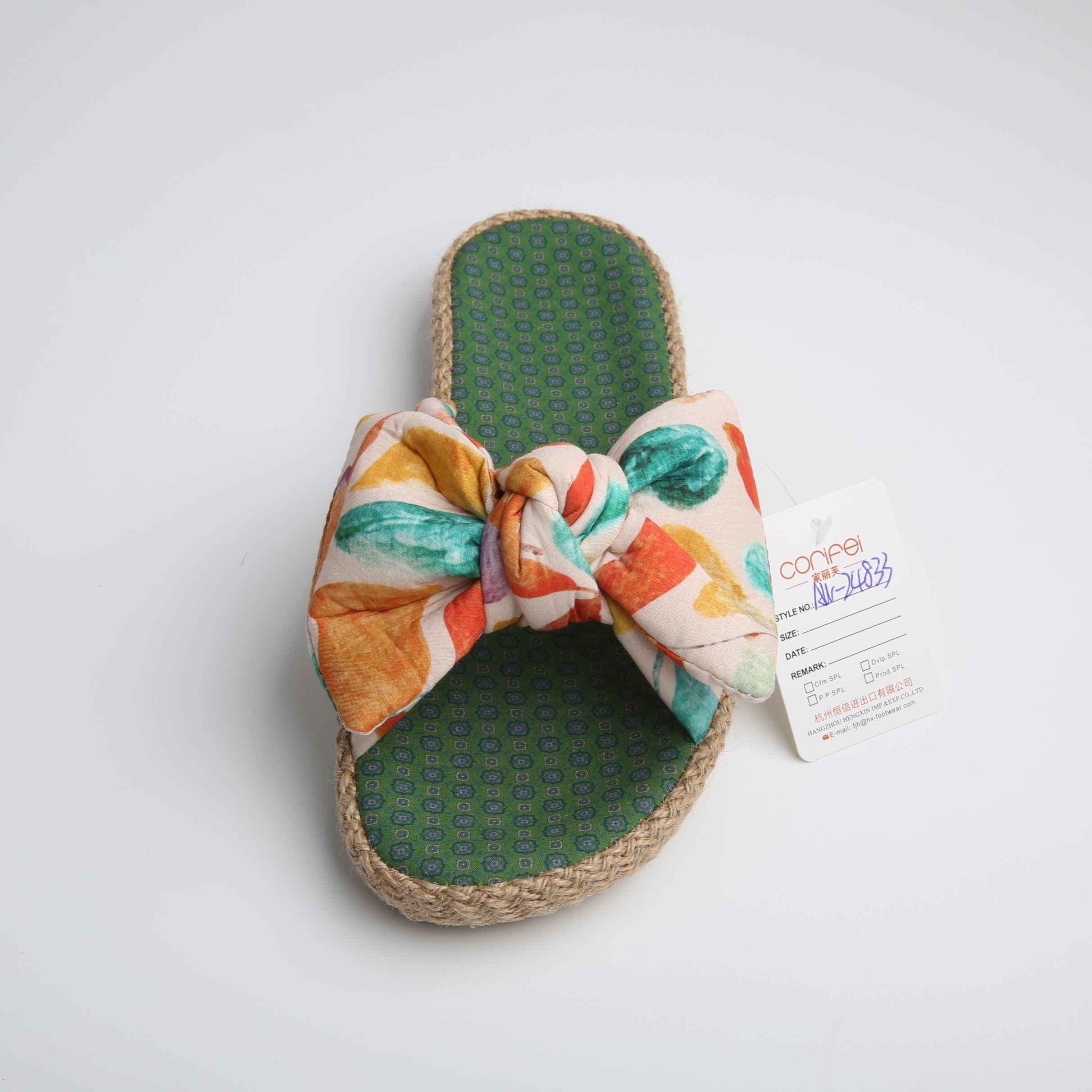 CORIFEI bow tie Floral slides slippers flat sandals for women and ladies