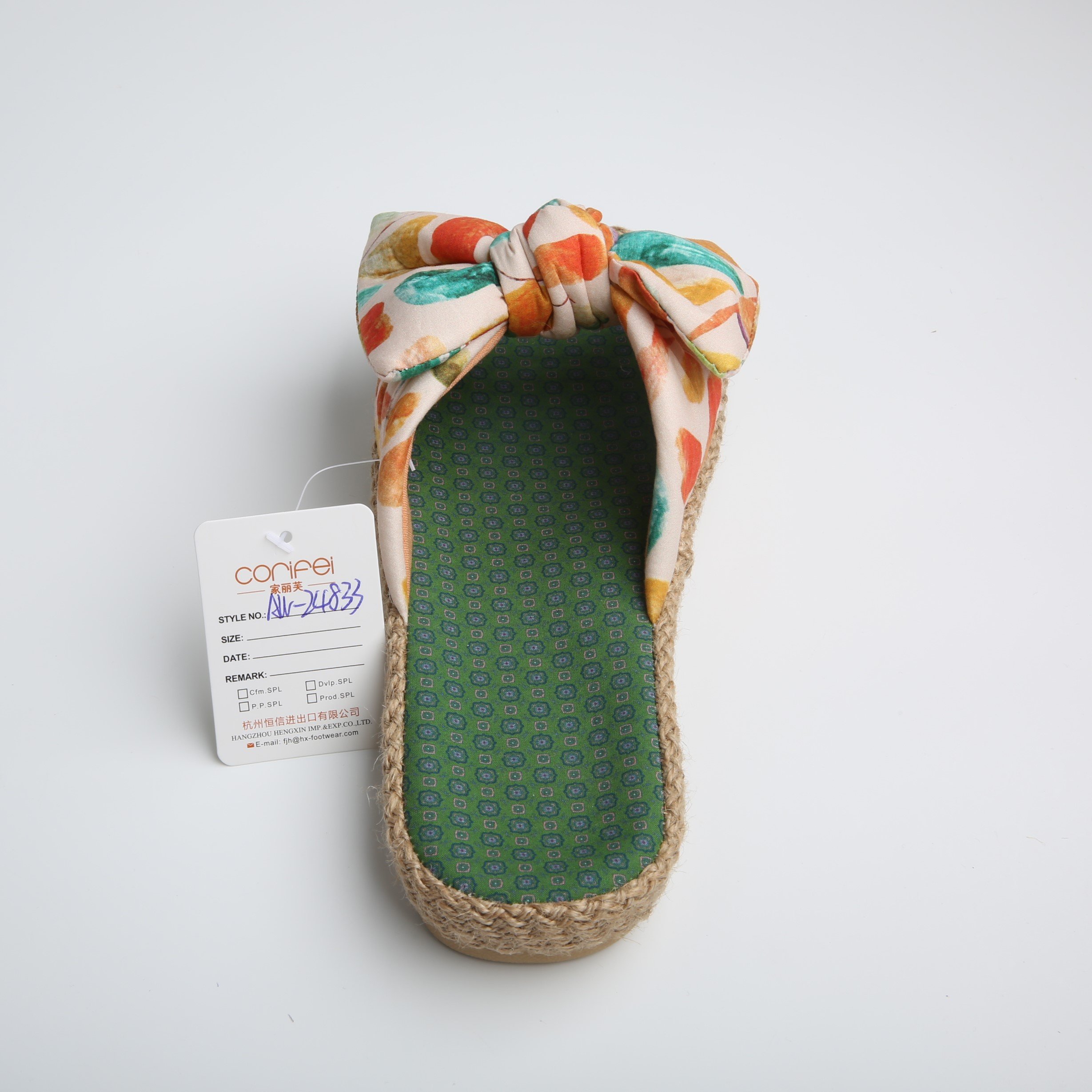 CORIFEI bow tie Floral slides slippers flat sandals for women and ladies