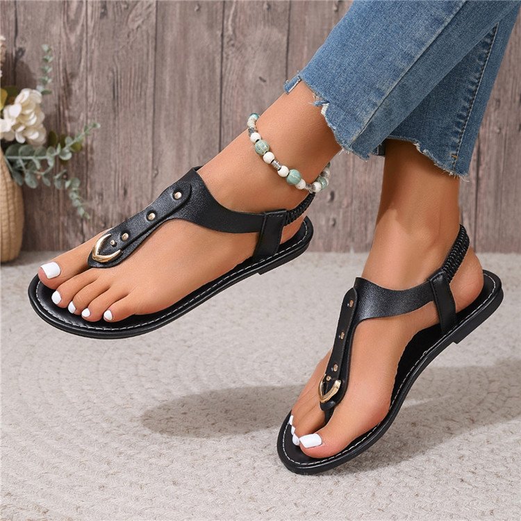 Women's Fashion Faux Leather Slide Slippers Anti-Slippery Flip-Flops for Outdoor Use for Summer