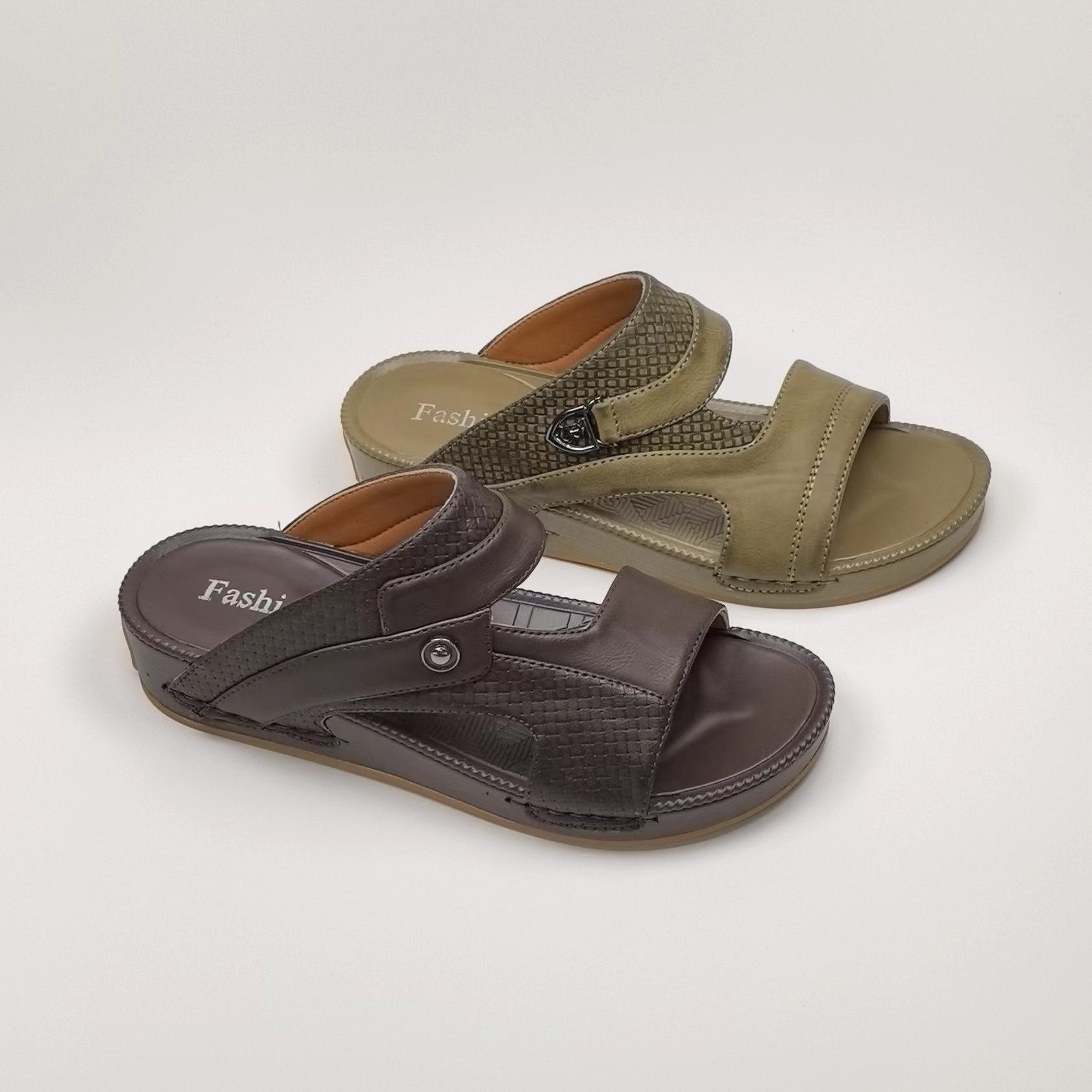 Summer Saudi Arabian Men's Slippers Wedge And Oriental Handmade Men's Sandals Big Size Beach Slide Men Slipper