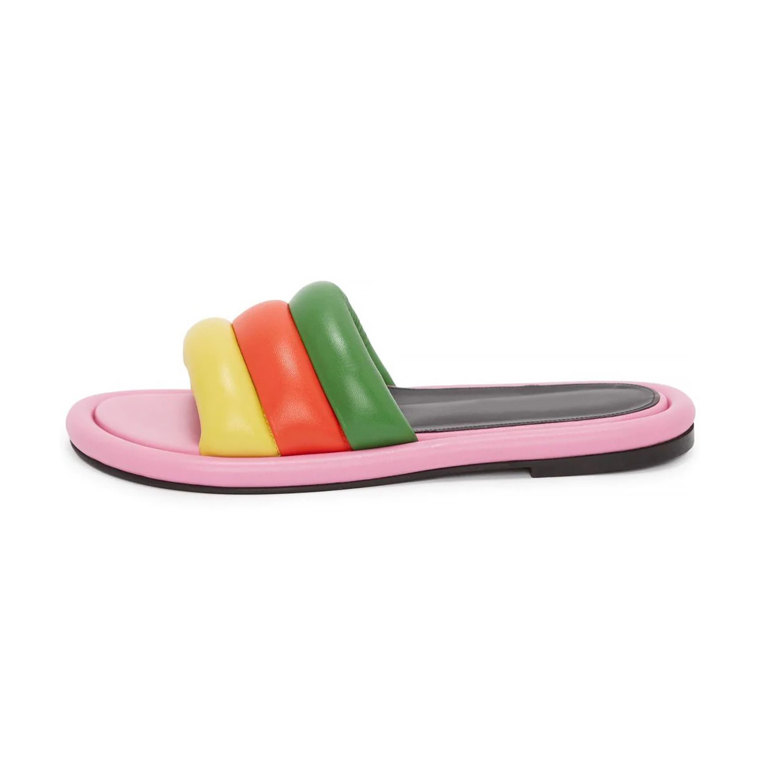 Custom Color Summer Mule Heels Sandals Square Open Toe Slippers High Heels Sexy Inflated Vamp PU Color Matching Heel Slides