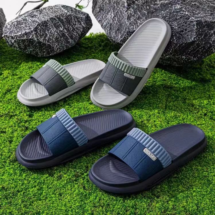 New Arrival new sandals and slippers women's summer home EVA striped trampling soft bottom mute indoor couple male slippers