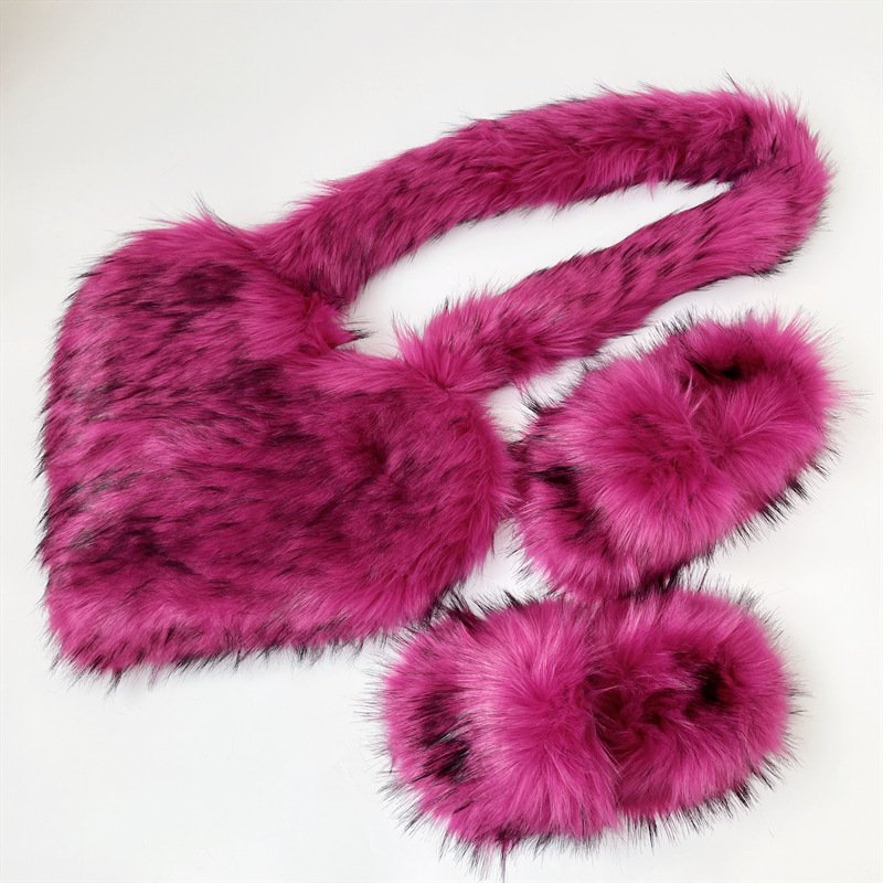 Latest Design womens fur bag fur sandals slides slippers