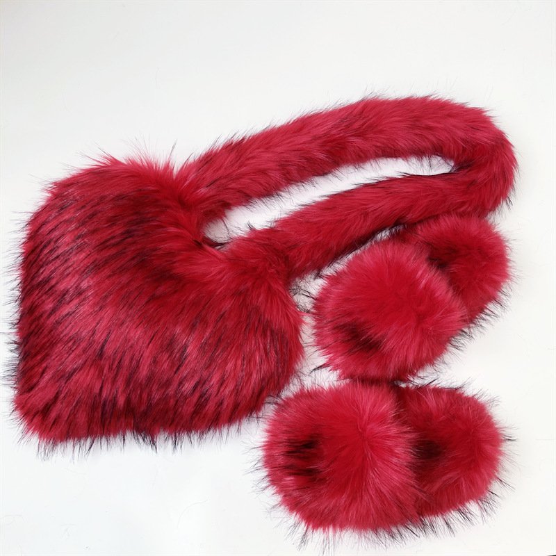 Latest Design womens fur bag fur sandals slides slippers