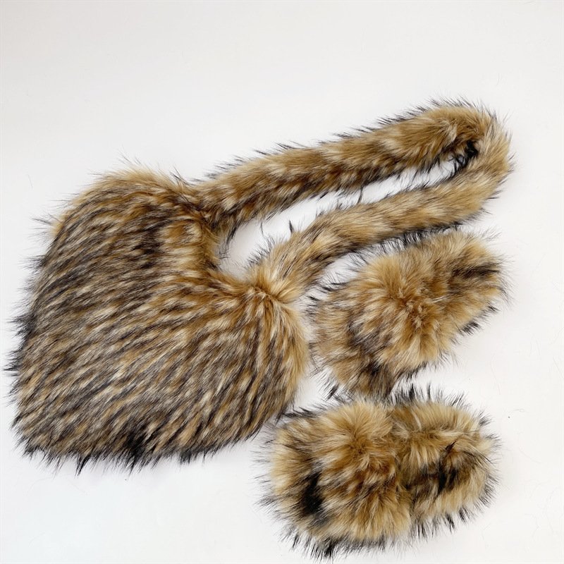 Latest Design womens fur bag fur sandals slides slippers