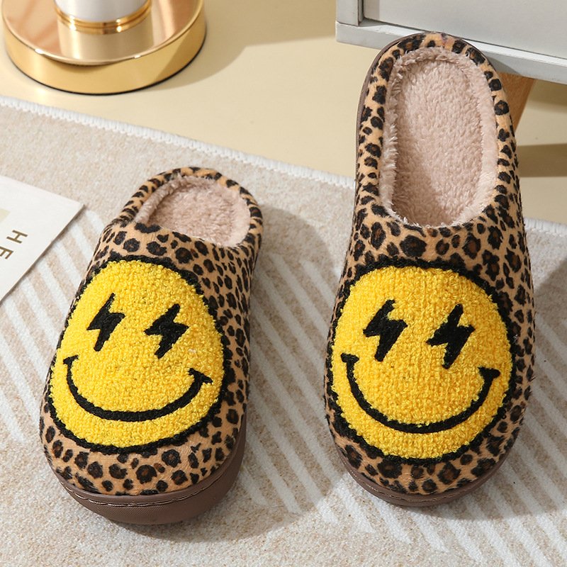 High quality winter warm happy face Lightning slippers home plush slippers