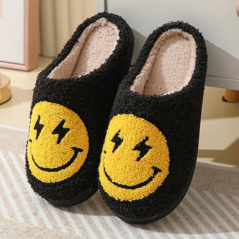 High quality winter warm happy face Lightning slippers home plush slippers