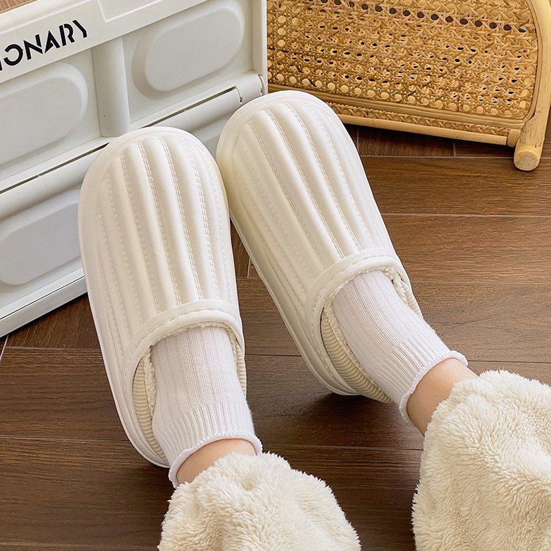 Woman Lady Furry Sandal Waterproof Home Outdoor Fur Plush Winter Fuzzy House Slipper Indoor Anti-Slip Soft Warm Cotton Shoes
