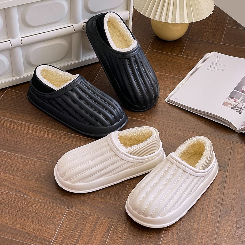 Woman Lady Furry Sandal Waterproof Home Outdoor Fur Plush Winter Fuzzy House Slipper Indoor Anti-Slip Soft Warm Cotton Shoes