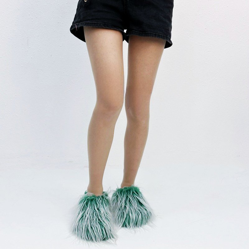 2024 Hot Sale Fuzzy Slippers Solid Color Chic Cozy Commuting Slippers Big Size Fashion Women Closed Toe Fur Slipper