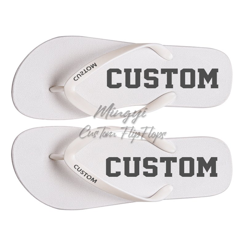 Beach Logo Design Indoor Bride Printed White Wedding Footwear Flip-flops Slippers Custom Flip Flops For Men Women