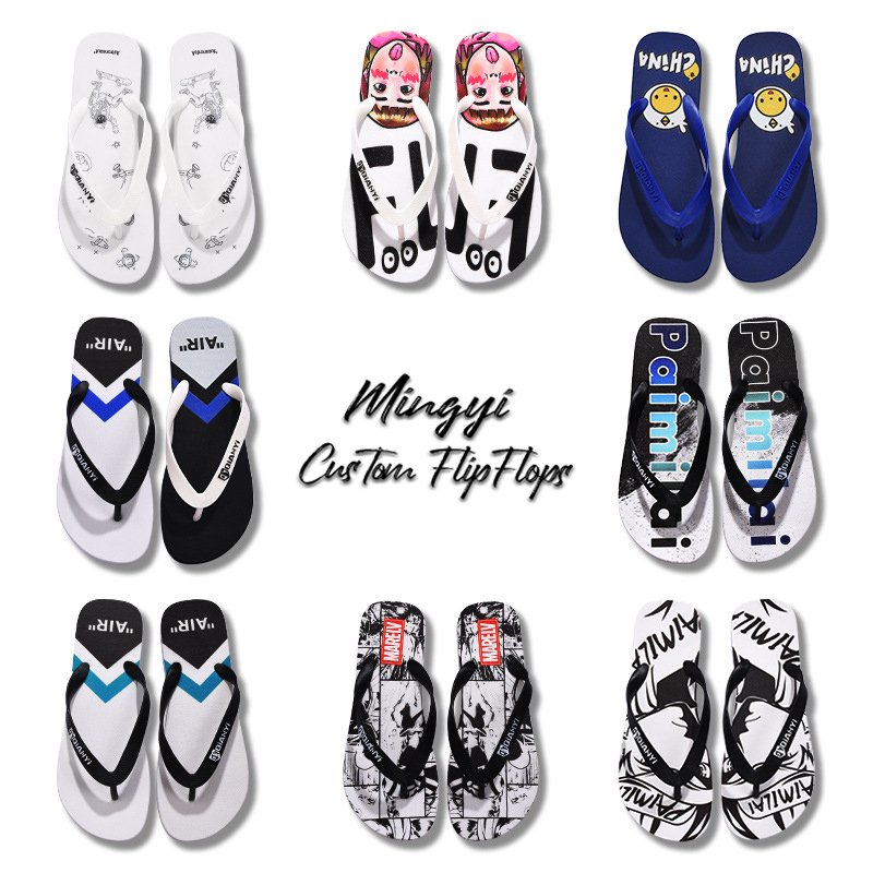 Beach Logo Design Indoor Bride Printed White Wedding Footwear Flip-flops Slippers Custom Flip Flops For Men Women