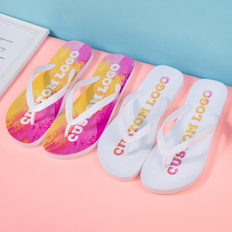Beach Logo Design Indoor Bride Printed White Wedding Footwear Flip-flops Slippers Custom Flip Flops For Men Women