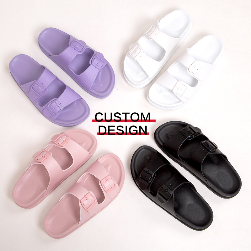 Custom flip flops Unisex platform slides slippers Double-buckle Adjustable Strap Size Pillow Slippers