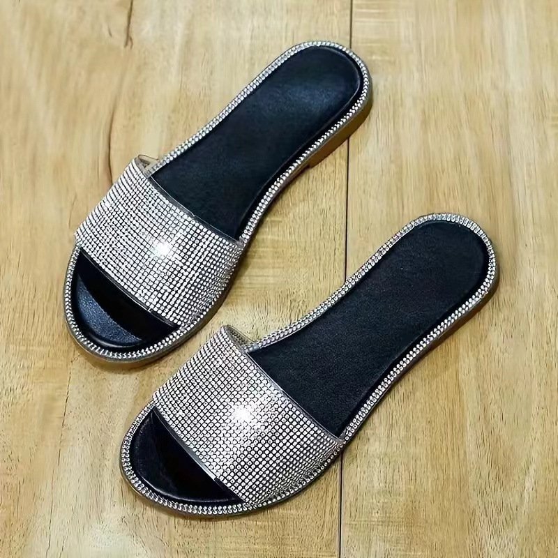 BUSY GIRL CY4418 slippers for women size 11 sparkling rhinestone sandals ladies shoes 2024 summer sea beach PVC slides slippers