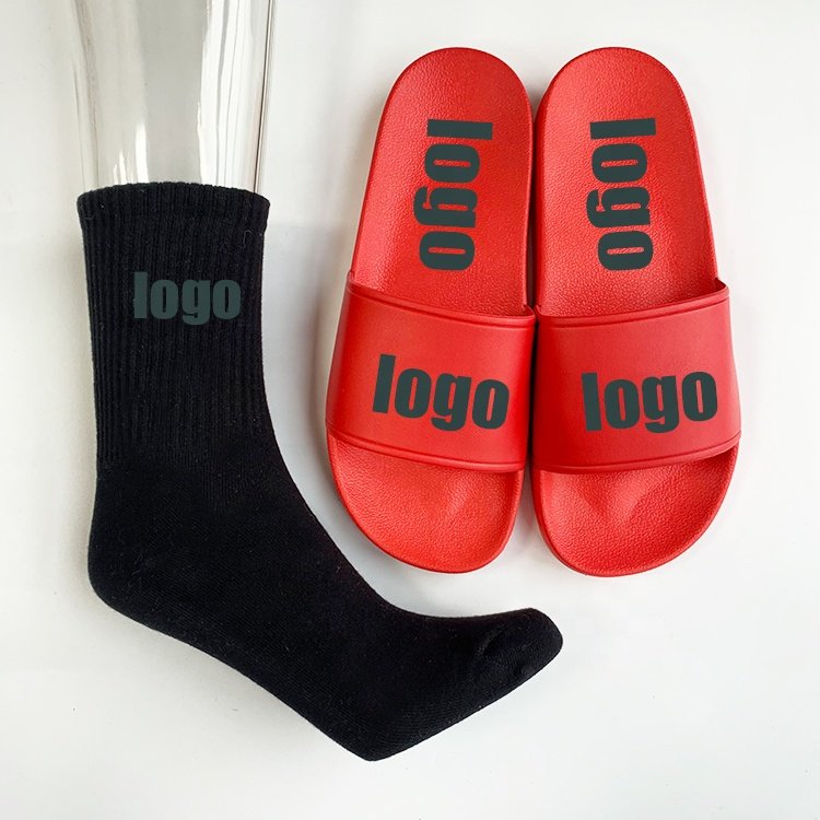 Pure Cotton Socks Custom Private label Women's ladies unisex slip on slides House Slippers Platform Slide Sandals 2022 Factory