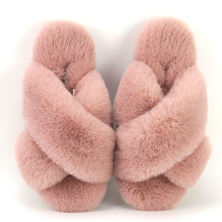 Custom Women's Memory Foam Fuzzy Comfy Faux Fur House Furry Bedroom Indoor Open Toe Fluffy Fur Slides Slippers