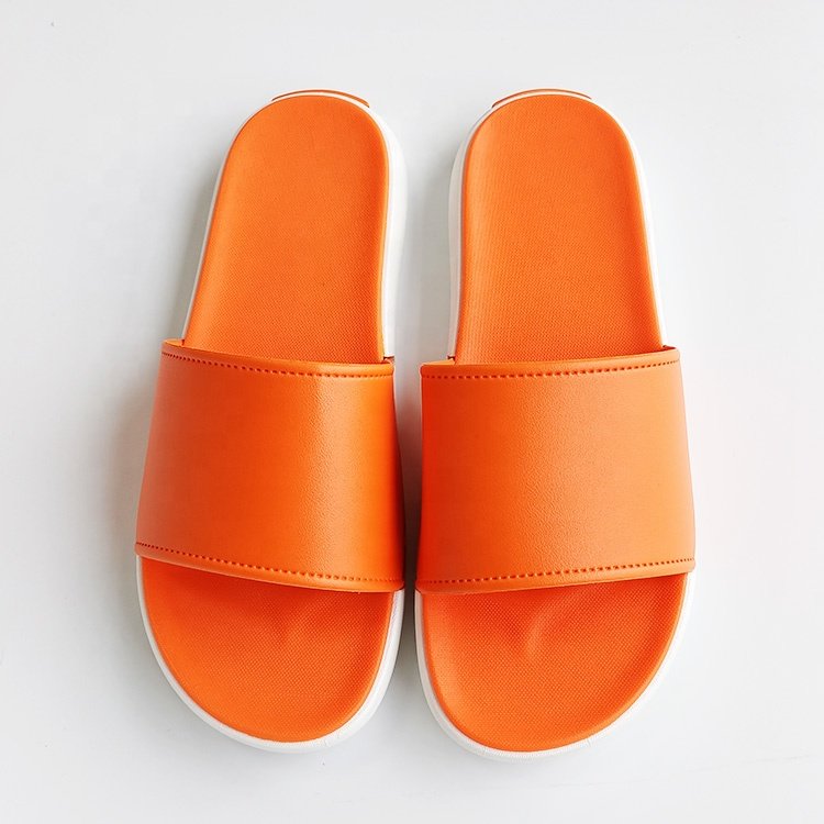 oem Custom Black Slides men Footwear PVC two colored sole Custom Logo Slippers Men Plain Blank Sandal, embossed print Slippers