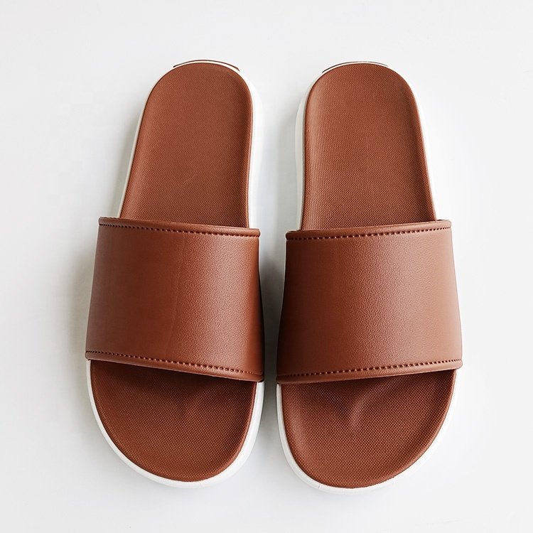 oem Custom Black Slides men Footwear PVC two colored sole Custom Logo Slippers Men Plain Blank Sandal, embossed print Slippers