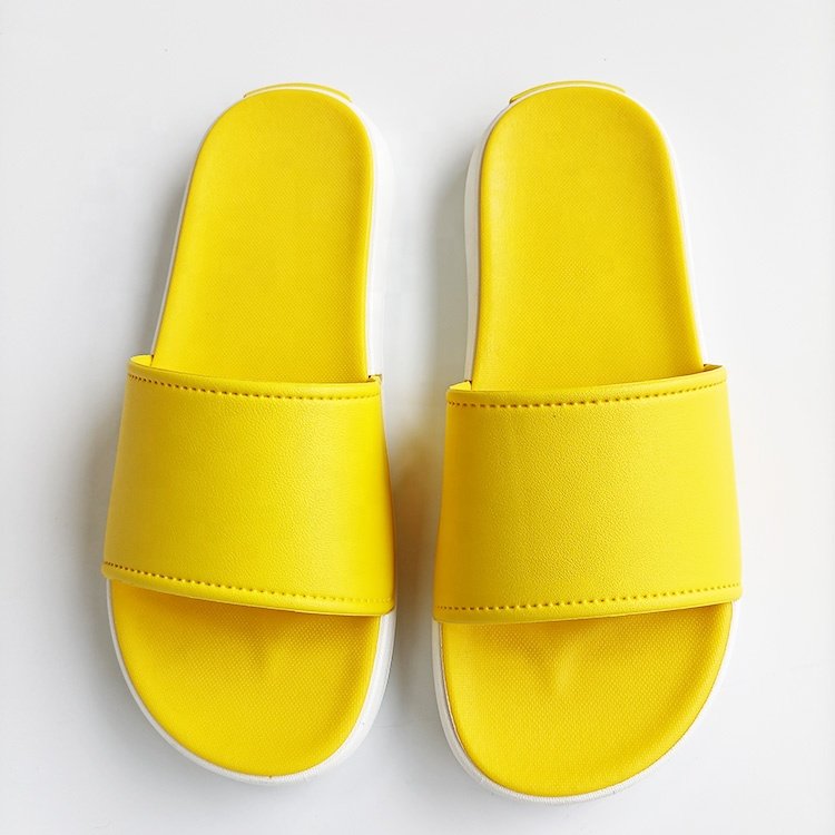 oem Custom Black Slides men Footwear PVC two colored sole Custom Logo Slippers Men Plain Blank Sandal, embossed print Slippers