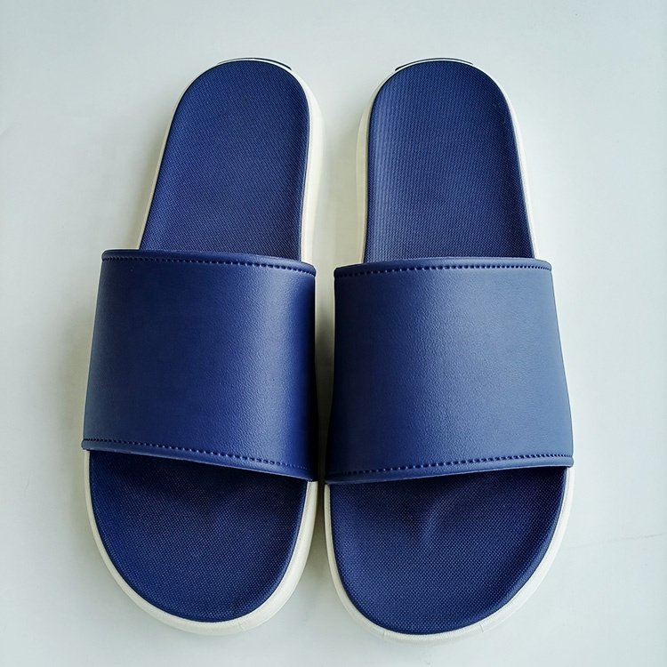 oem Custom Black Slides men Footwear PVC two colored sole Custom Logo Slippers Men Plain Blank Sandal, embossed print Slippers